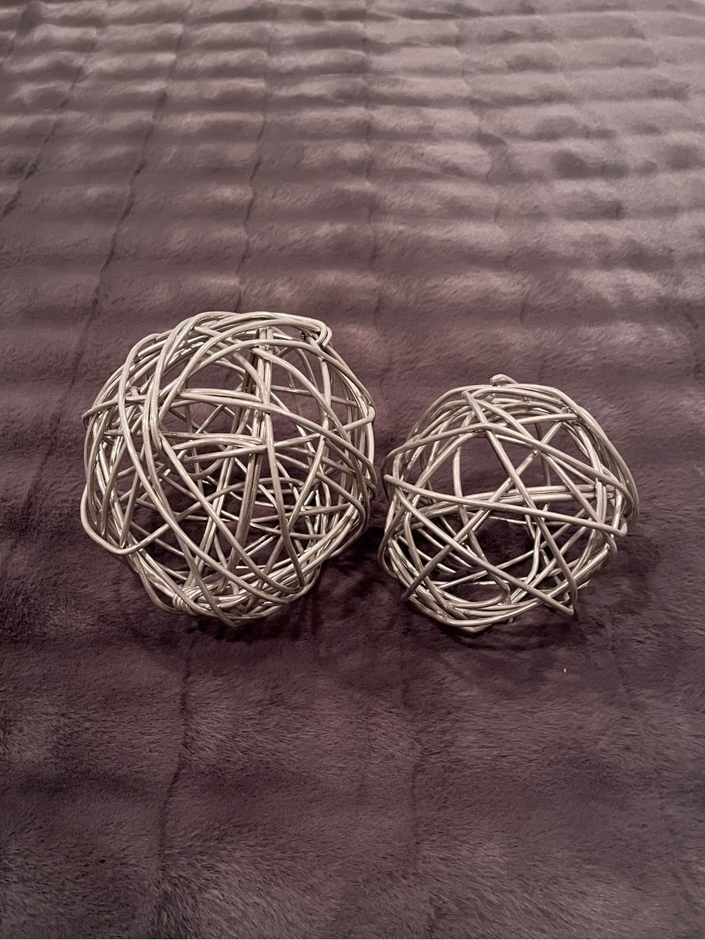Home Decor Metal Abstract Spheres - Silver - Set of Two (2)